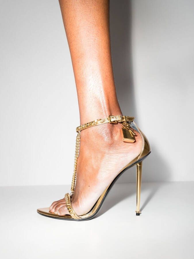 TOM FORD Stiletto sandalen met schakelketting Goud