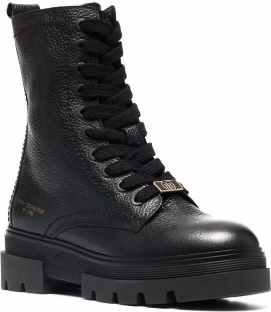 Tommy Hilfiger Monochromatische veterlaarzen Zwart