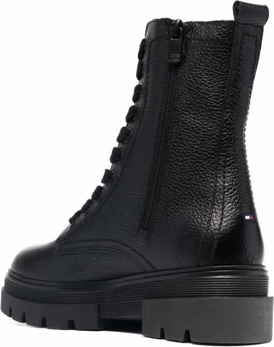 Tommy Hilfiger Monochromatische veterlaarzen Zwart