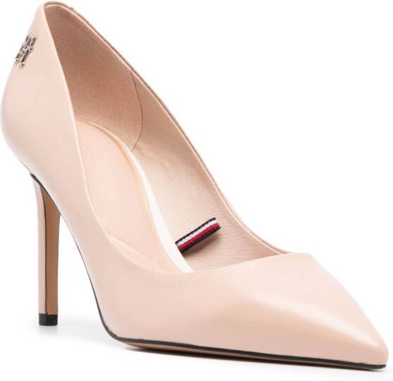 Tommy Hilfiger Pumps met monogram plakkaat Beige