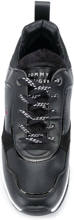 Tommy Hilfiger Sneakers met afwerking van bont Zwart