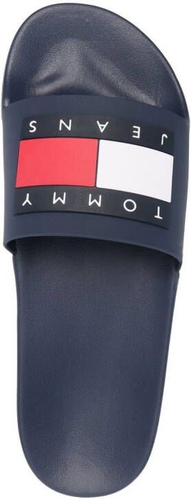 Tommy Jeans Badslippers met logo Blauw