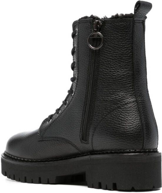 Tommy Jeans Leren combat boots Zwart