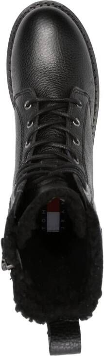 Tommy Jeans Leren combat boots Zwart