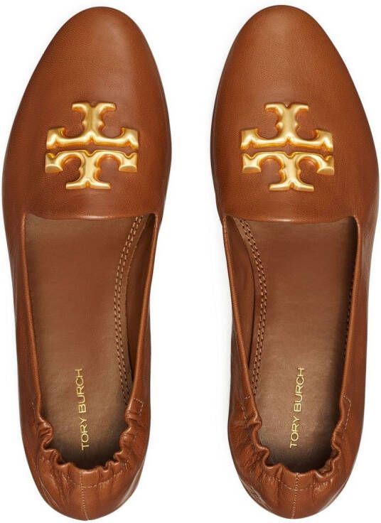 Tory Burch Ballerina's met logoplakkaat Bruin