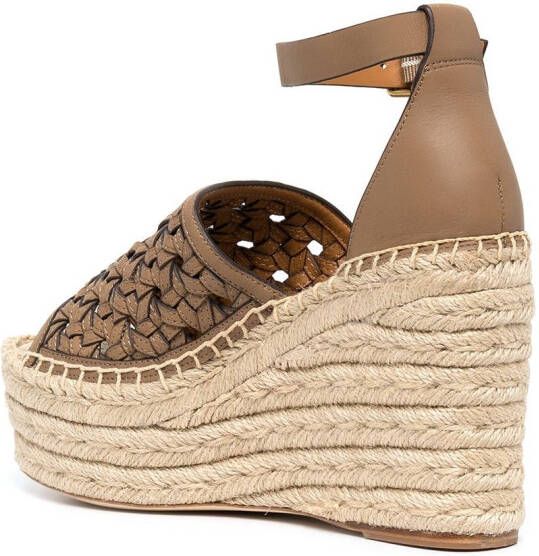 Tory Burch Basketweave espadrilles met sleehak Bruin