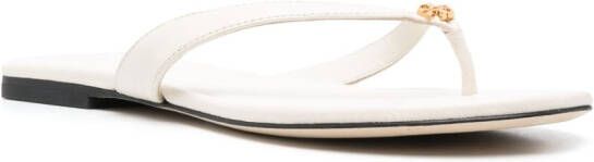 Tory Burch Classic leren teenslippers Beige