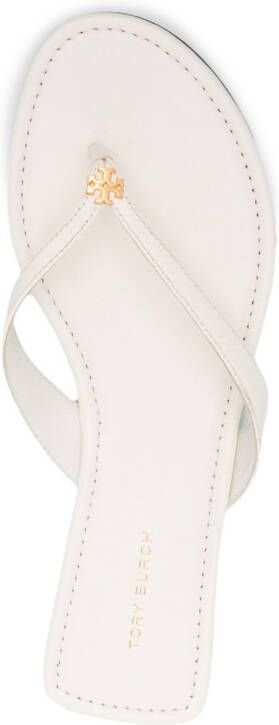 Tory Burch Classic leren teenslippers Beige