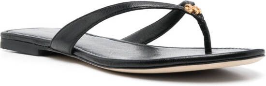 Tory Burch Klassieke leren teenslippers Zwart