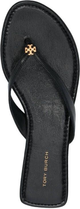 Tory Burch Klassieke leren teenslippers Zwart