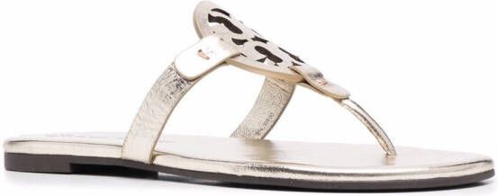 Tory Burch Ciabatte Miller sandalen met metallic-effect Goud