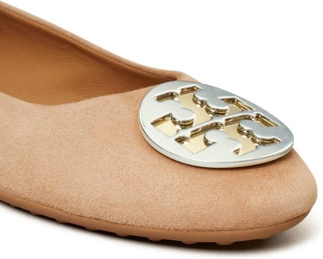 Tory Burch Claire ballerina's met logo Beige