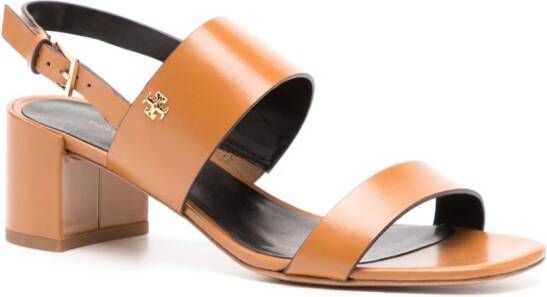 Tory Burch Double T 50mm leather sandals Bruin