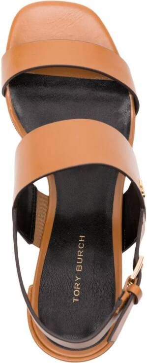 Tory Burch Double T 50mm leather sandals Bruin