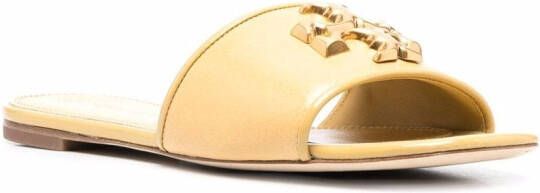 Tory Burch Eleanor slippers met logo Geel
