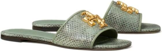 Tory Burch Eleanor slippers met TT-logo Groen