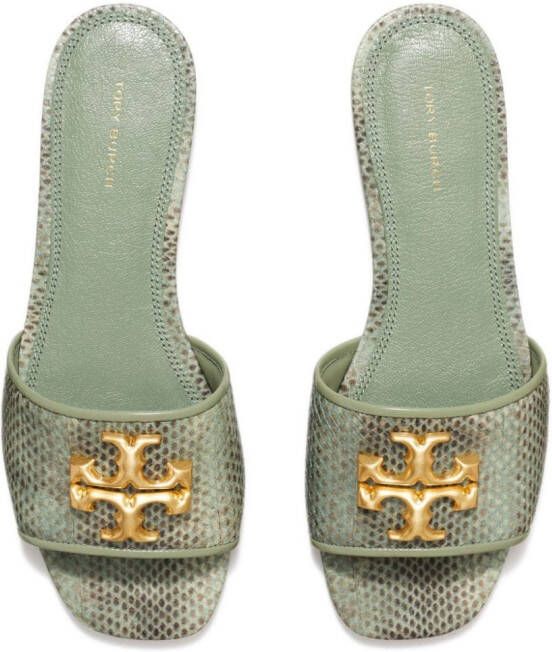 Tory Burch Eleanor slippers met TT-logo Groen