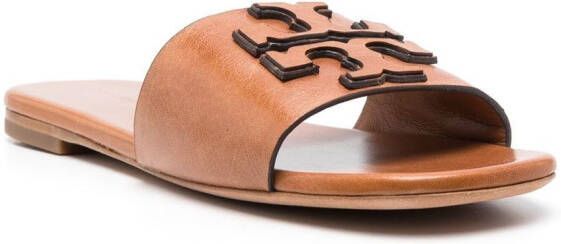 Tory Burch Leren slippers Bruin