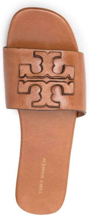 Tory Burch Leren slippers Bruin