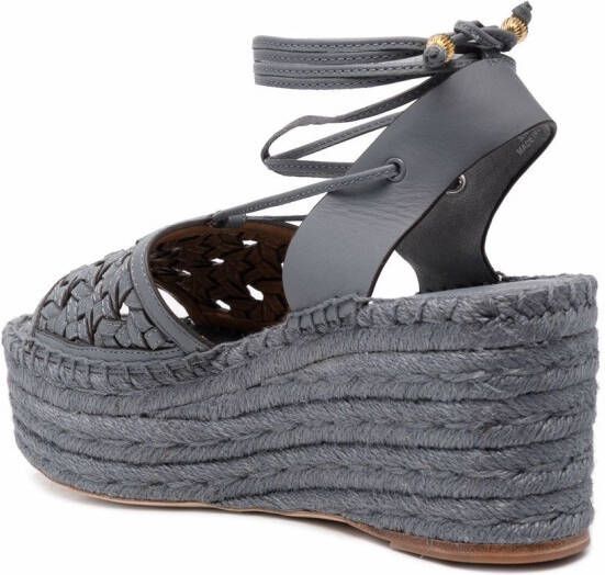 Tory Burch Mandgeweven espadrilles met plateauzool Blauw
