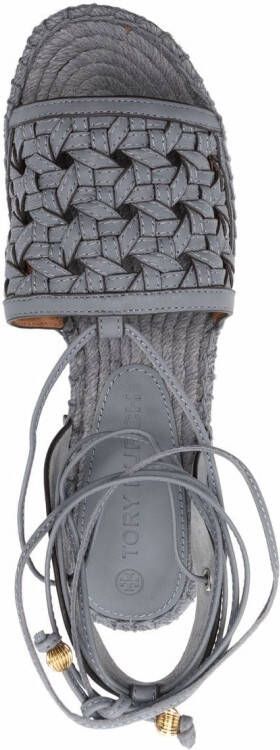 Tory Burch Mandgeweven espadrilles met plateauzool Blauw