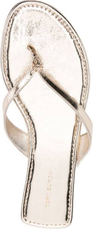 Tory Burch Leren teenslippers Goud