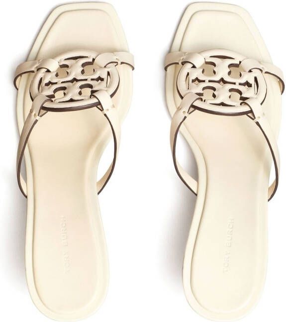 Tory Burch Geo Bombe Miller 55 mm leren sandalen Beige