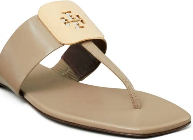 Tory Burch Georgia teenslippers met logo-reliëf Beige