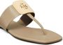 Tory Burch Georgia teenslippers met logo-reliëf Beige - Thumbnail 3