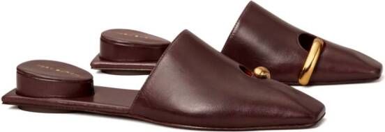 Tory Burch Geperforeerde leren slippers Bruin