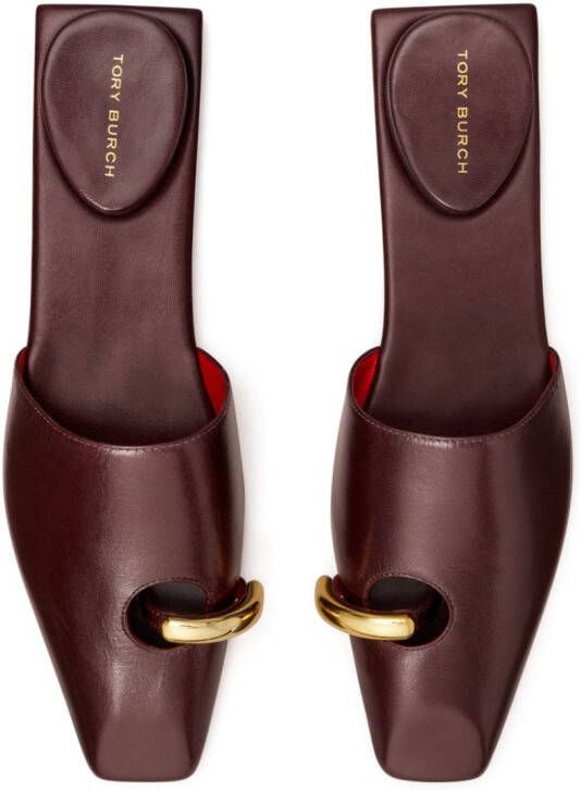 Tory Burch Geperforeerde leren slippers Bruin