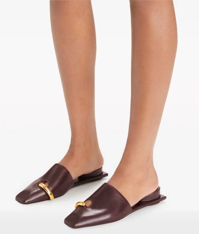 Tory Burch Geperforeerde leren slippers Bruin