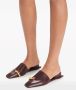 Tory Burch Geperforeerde leren slippers Bruin - Thumbnail 5