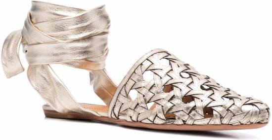 Tory Burch Basketweave gewikkelde sandalen Goud