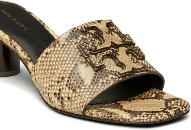 Tory Burch Ines 55mm sandalen met slangenleer-effect Bruin