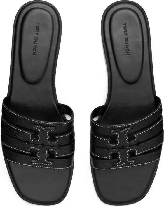 Tory Burch Ines leren slippers Zwart