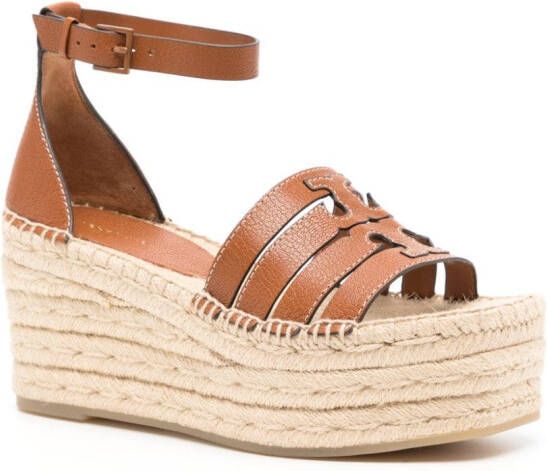 Tory Burch Ines espadrilles met sleehak Bruin