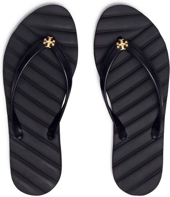 Tory Burch Kira teenslippers met logo Zwart