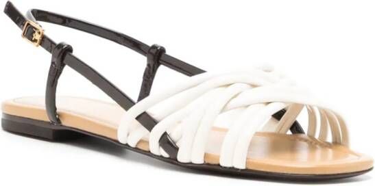 Tory Burch Leren slingback sandalen Beige