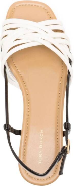 Tory Burch Leren slingback sandalen Beige