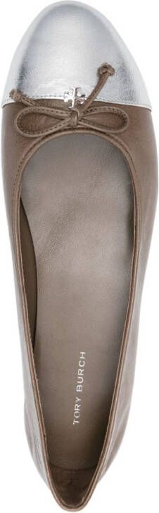 Tory Burch Leren ballerina's met strik-detail Bruin