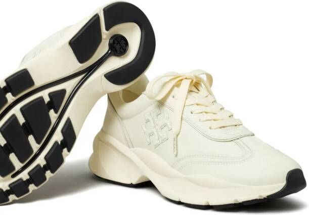 Tory Burch Leren sneakers met logo-reliëf Wit
