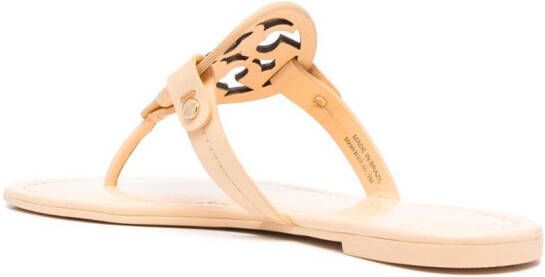 Tory Burch Leren teenslippers Beige