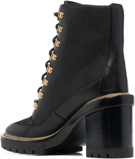 Tory Burch Leren veterlaarzen Zwart
