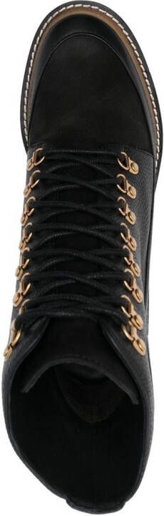 Tory Burch Leren veterlaarzen Zwart