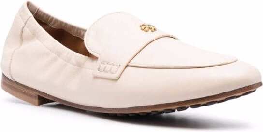 Tory Burch Loafers met logoplakkaat Beige