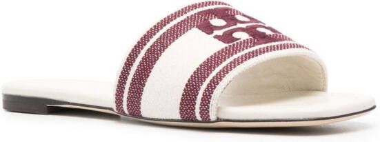 Tory Burch Slippers met geborduurd logo Rood