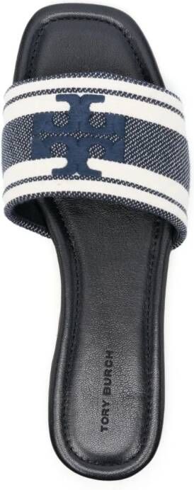 Tory Burch Slippers met geborduurd logo Blauw