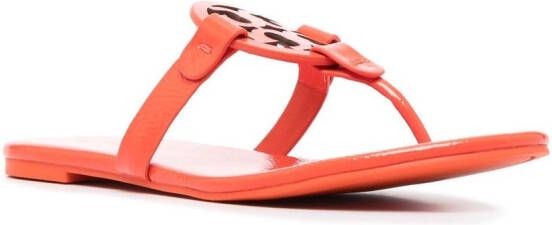 Tory Burch Slippers met logopatch Oranje