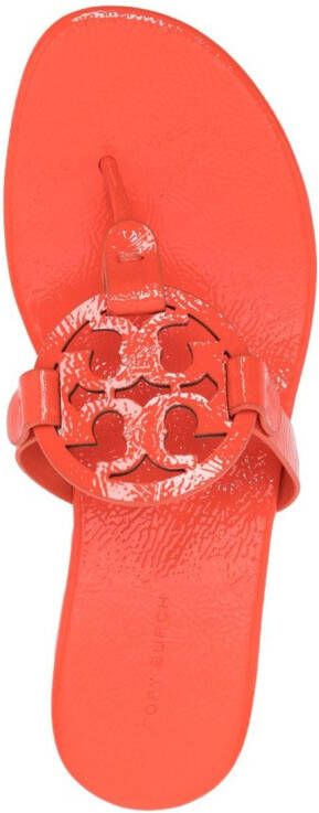 Tory Burch Slippers met logopatch Oranje